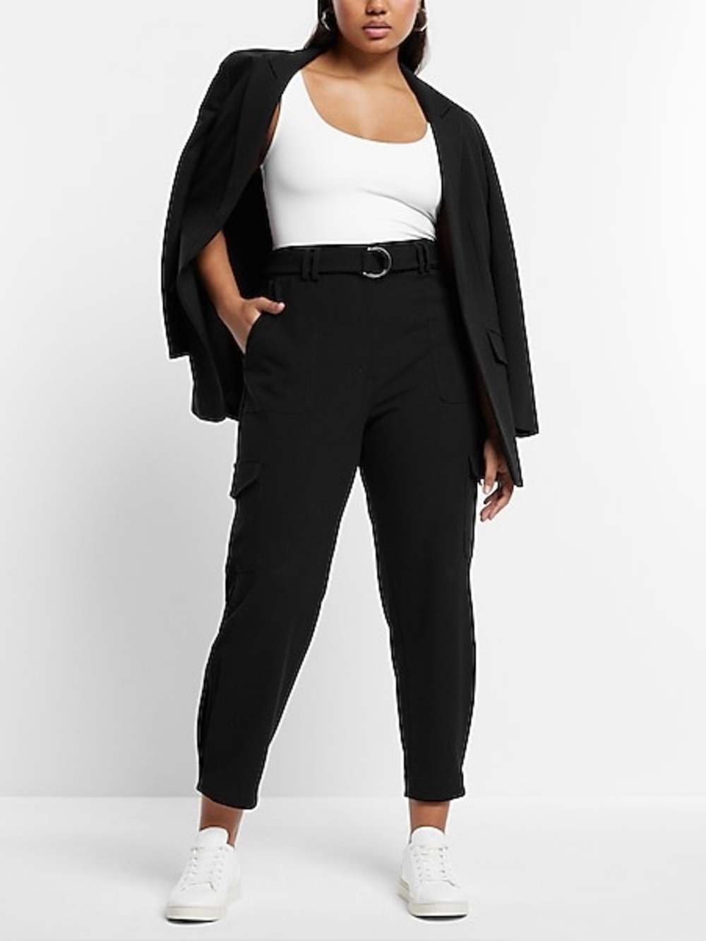 Express Super High Waisted Cargo Pants Black Size 10 NWT